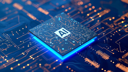Inside the AI Engine: A Deep Dive into the Futuristic AI Processor – Ideal for Comprehensive Articles on Tech Advancements and Business Innovation. - obrazy, fototapety, plakaty