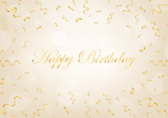 Fototapeta na wymiar Happy Birthday Greeting Card with Confetti on Bright Golden Background. Birthday Party and Celebration. Vector Illustration. 