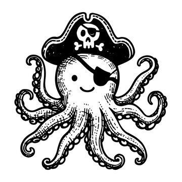 recommend clip art: cute pirate octopus sketch