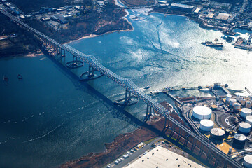Aerial view of the Outerbridge Crossing Connecting Staten Island and New Jersey
