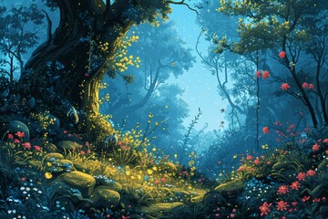 Fototapeta na wymiar Enchanted dream gardens, blooming with fantastical flora and magical creatures - Generative AI