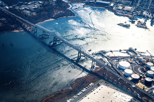 Aerial view of the Outerbridge Crossing Connecting Staten Island and New Jersey