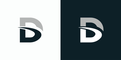 Letter D initial vector logo design with swoosh.