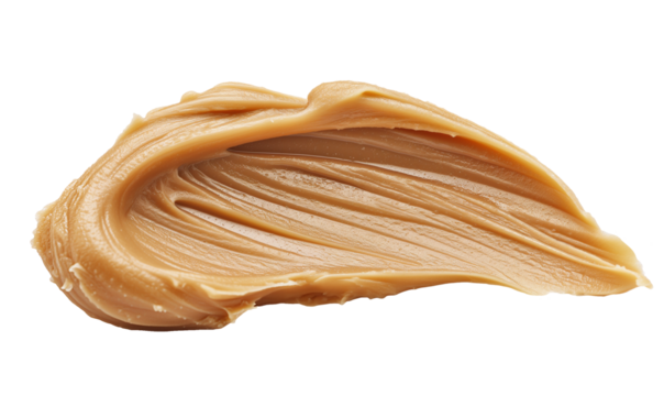 Isolated Peanut butter splash element in the shape of a wing, fluid cream on transparent background, cutout png