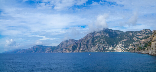 Amalfi Coast panorama, from Positano to Capri, seen from Praiano