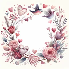 Fotobehang St. Valentines Day background, St. Valentines Day card background frame, illustration with copy space, clipart for greeting cards, save the date, stationery design © Nii_Anna