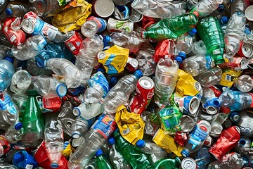 A heap of discarded plastic bottles