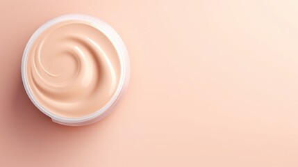 Cosmetic cream in a jar, blur cream for makeup foundation isolated pastel background.