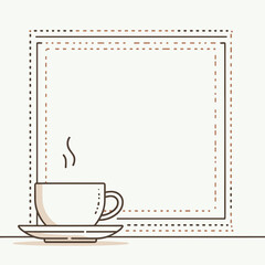 Minimalistic frame with coffee cup, flat colors
