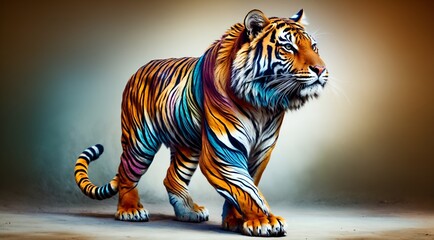 a tiger with a unique and distinct design