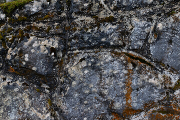 Natural, abstract stone background with moss in gray color