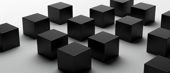 Matte Black Cubes on White Surface