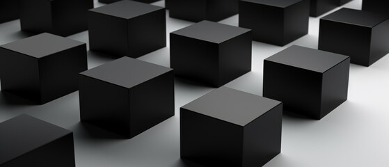 Matte Black Cubes on White Surface