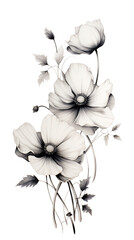 There is a black and white drawing of a bunch of flowers Generative Ai