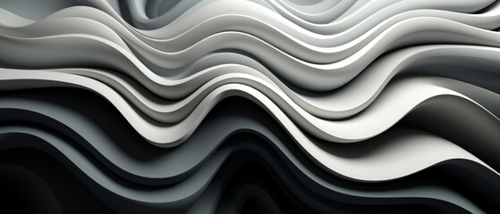 3D style Wavy Monochrome Wallpaper