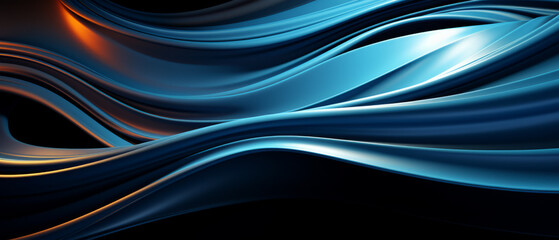 Blue and Orange Abstract Silk Waves
