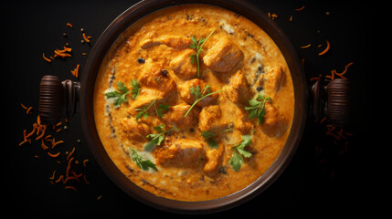 A bowl of creamy and delicious chicken korma, a popular dish for iftar during Ramadhan - obrazy, fototapety, plakaty