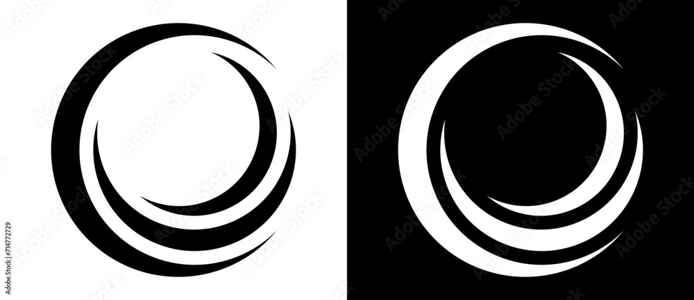 Sticker abstract background with lines in circle. art design spiral as logo or icon. a black figure on a whi