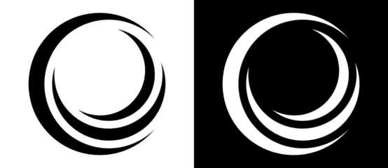 Poster Abstract background with lines in circle. Art design spiral as logo or icon. A black figure on a white background and an equally white figure on the black side. © Mykola Mazuryk
