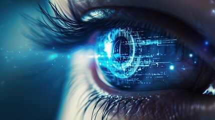 futuristic eye scan - AI Generated Abstract Art - obrazy, fototapety, plakaty
