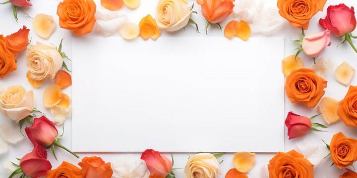 photo frame containing an arrangement of roses