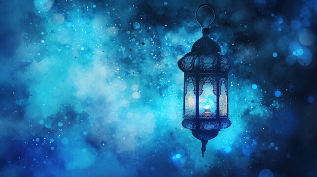 Hanging arabic lantern of Bohemic ornament indian decoration for ramadan background - AI Generated Abstract Art