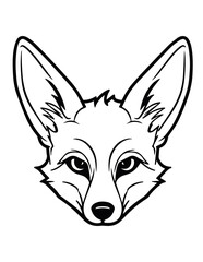 Cute fox portrait, vector lineal illustration. Coloring page for kids