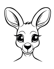 Cute kangaroo portrait, vector lineal illustration. Coloring page for kids