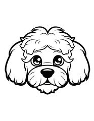 cute dog outline illustration, coloring page for kids