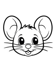 Cute mouse, vector lineal illustration. Coloring page for kids