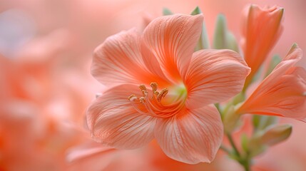 Peach Melba Lily (Calochortus amabilis) in Peach Fuzz color trend of the Year 2024 - AI Generated Abstract Art