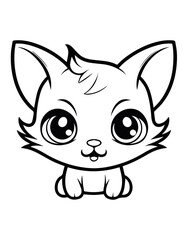 cute cat lineal illustration, coloring pages for kids