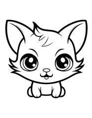 Obraz premium cute cat lineal illustration, coloring pages for kids