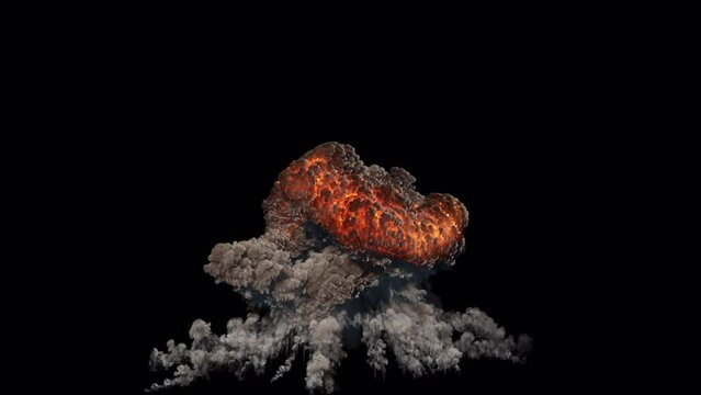 The explosive spectacle commands attention, projecting a brilliant exhibition of energy and tumultuous motion. This alpha channel footage captures the dynamic and intense nature of an explosive event.
