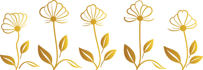 Flora Element in Spring: Flower Drawing Line Art Vector Illustration Set with Botanical Linework,  Blooming Flora, Trendy floral 