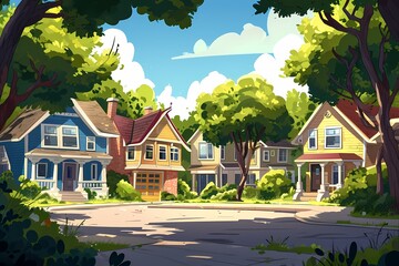 cartoon house and tree background
