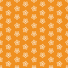 Orange seamless pattern with white outline flowers