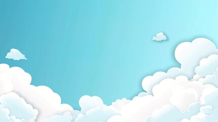 Cute white cloud on bright blue sky bottom border - AI Generated