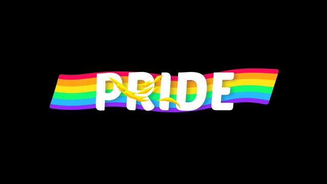 LGBTQ, PRIDE Text Animation Transparent background. Pride concept, 4K