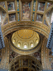 Gesú Nuovo Church ceiling and dome interior, Naples