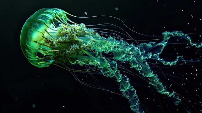 spectacular green jellyfish - AI Generated Abstract Art