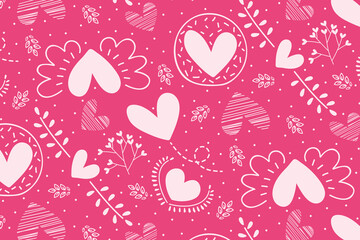 Vector hearts seamless pattern, vector Valentine's Day pattern, Valentine's Day background.