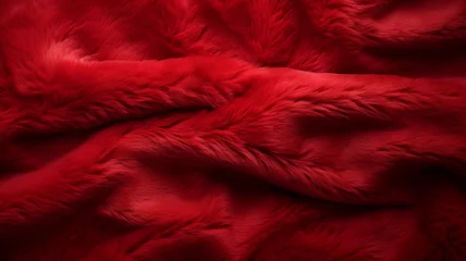 Fotobehang red plush fabric texture background © Yuwarin