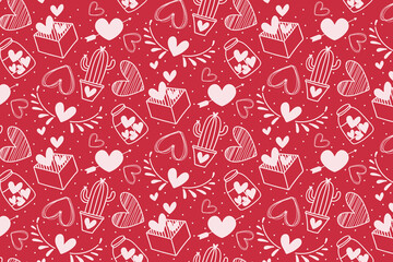 Vector hearts seamless pattern, vector Valentine's Day pattern, Valentine's Day background.
