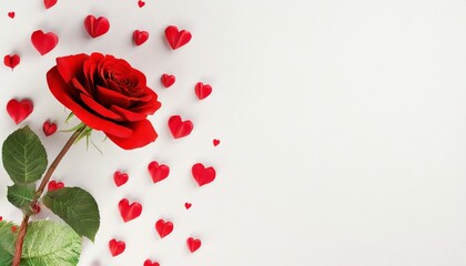love background with red flower for happy valentines day 3d rendering