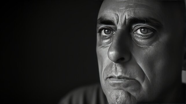 Depressed sad looking old man Dramatic concept for mental illness, alzheimer, dementia, depression, grief