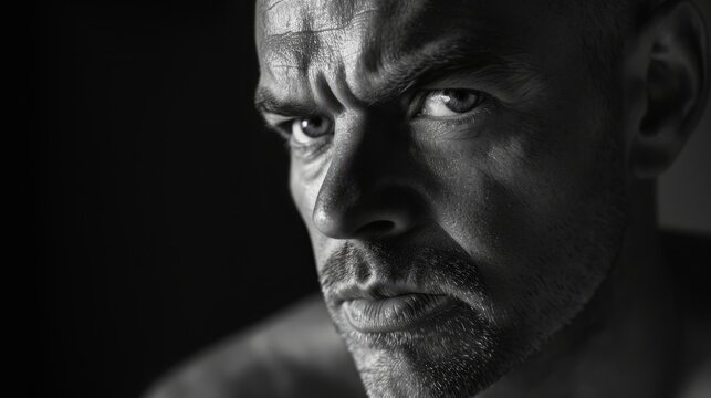 serious looking man concept for mental illness, alzheimer, dementia, depression, grief.