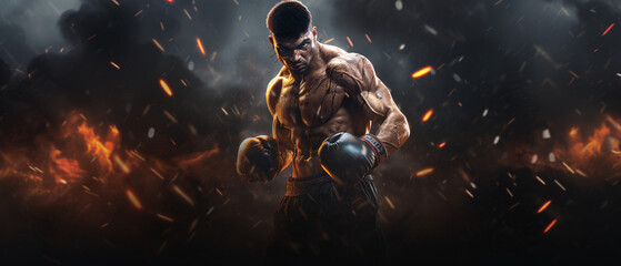 "Gaming wallpaper featuring a formidable fighter exuding strength and power in dynamic combat scenes."



