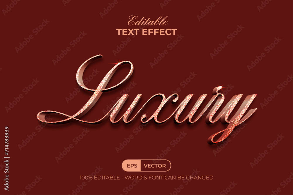 Poster Luxury Text Effect Golden Style Peach Fuzz Color Theme. Editable Text Effect.