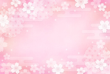 和風の桜の花の背景_横位置